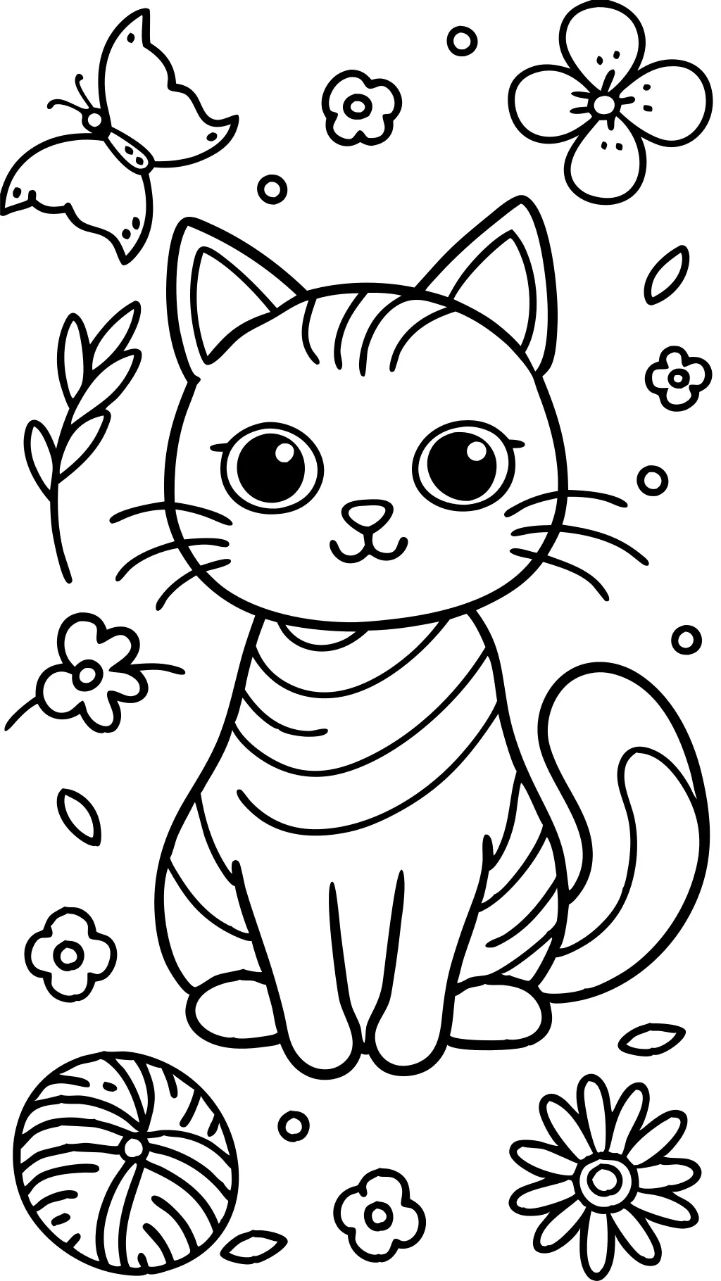 Página para colorear de gatito